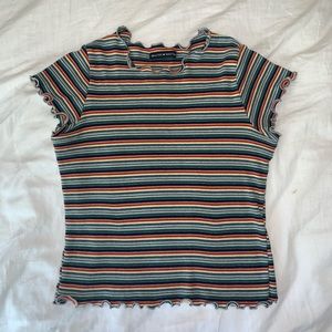 Rare Brandy rainbow cropped top with a lettuce hem